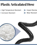 Plastic articulated hose showcasing high temperature and corrosion resistance, with smooth black design for efficient airflow.