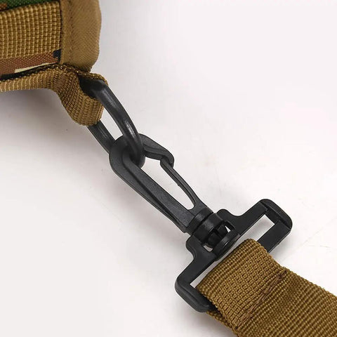 Close-up of a hook and strap on the Waterproof Tactical Crossbody Backpack With MOLLE System Outdoor EDC Sling Chest Bag