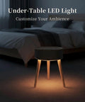 Fast 1500W PTC Ceramic Space Heater With Side Table Design shown in a bedroom, under-table LED light illuminating the floor.