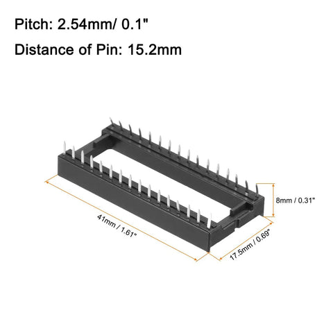 12 Pack DIP IC Socket Adapters, 32 Pin, 2.54mm Pitch, Solder Friendly, flat circuit clips with dimensions for prototyping
