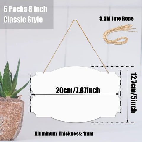 Six Pack 8 Inch Sublimation Door Hanger Blanks Aluminum Double Sided Printable Door Signs For Heat Press DIY Craft Custom Plaque Decor
