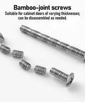 Bamboo-joint screws for Two Pack Brushed Gold Cabinet Knobs Set For Drawers And Doors, adaptable for varying door thicknesses.