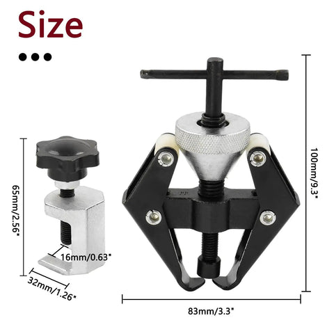 Beast Battery Terminal Puller And Wiper Arm Removal Tool, carbon steel, showing size dimensions of clamps and jaw opening.