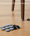 Wool Felt Furniture Glides Nail On Floor Protectors For Chairs And Tables 0.75 x 0.26 Inch Pads displayed on wooden floor
