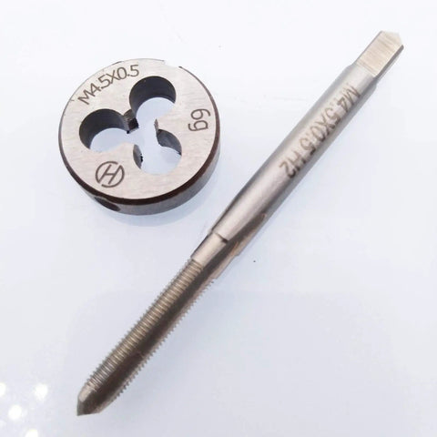 M4.5 X 0.5mm Tap And Die Set For Metric Threads Right Hand High Speed Steel With 62mm Tap Length And 20mm Die OD 5mm Die Height Ideal For DIY Projects Metalworking And Quick Repairs