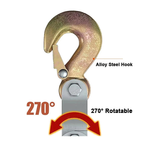 Heavy Duty 270 Degree Rotatable Zinc Alloy Handheld Rope Pulley Block Hoist with Alloy Steel Hook for lifting