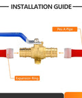 Installation of Two Pack Three Quarter Inch PEX A Expansion Ball Valve With Drop Ear Brass Shut Off For PEX A Pipes Red And Blue ASTM F1960