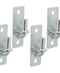 Rock Solid Gate Hinges Set Features Four Wall Mount Brackets for Wooden Fence Posts, silver metal hinges for smooth operation.