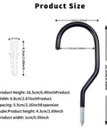 Heavy Duty Bike Storage Hooks For Garage, Wall And Ceiling Mounts, Screw-In Utility Hangers, Black hook dimensions and material details