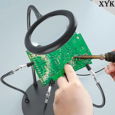 Helping Hands Soldering Station With 3X Magnifying Glass Light And 4 Flexible Arm Magnifier Third Hand Tool for electronics repair