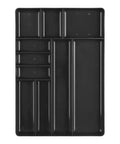 10 Compartment Organizer Tray In Black For Drawer Storage, Ultra Slim 1.5 Inch Tall, showing compartments for small parts