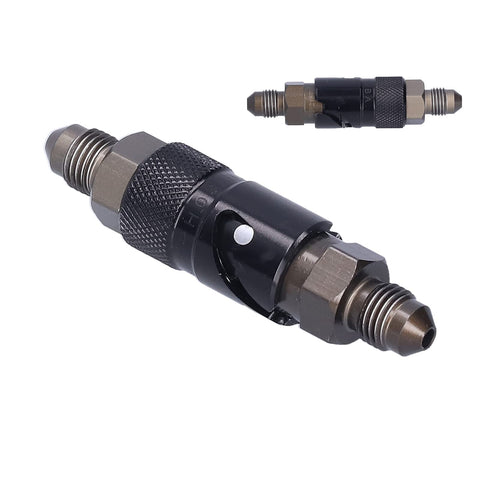 Aluminum AN3 Quick Release Brake Line Fitting for fast connect, showing detailed view of leak-proof seal and high-performance connector.
