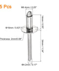 25 Pack 1/4 Inch 1/2 Grip 304 Stainless Steel Large Flange Round Head Blind Rivets displayed with dimensions for precise applications.