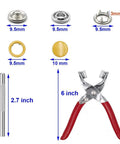 Snap Fasteners Tool Kit 800 Pieces In 200 Sets Hollow And Solid Metal Prong Snaps With Setting Tool 9.5mm and Pliers