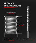 M11x1.25 Thread Repair Kit With 10 Solid 304 Stainless Inserts For Stripped Internal Threads In Engines, Automotive Parts, ATVs And Motorcycles, Beefy Stainless Steel Thread Saver For Quick And Reliable Repairs, size and drill specs shown