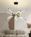 Golden Sputnik LED Chandelier Pendant Light Dope Ceiling Fixture For Dining Room Living Room Kitchen Island Hotels