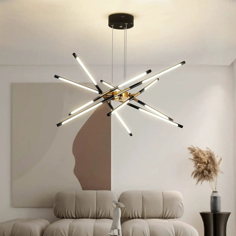 Golden Sputnik LED Chandelier Pendant Light Dope Ceiling Fixture For Dining Room Living Room Kitchen Island Hotels