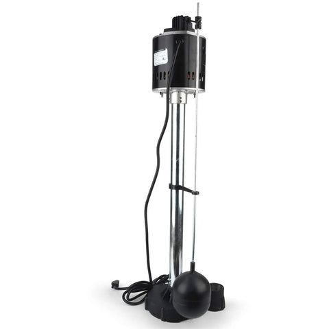 Pedestal Sump Pump With Top Mounted Float Switch, Handles 3/8 Inch Solids, 1-1/2 Inch FNPT Discharge, 115V Capacitor Motor, Black Finish