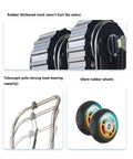 Heavy Duty Electric Stair Climbing Dolly Cart With 550 Lb Load Capacity And Powerful 500W Motor close-up of rubber track, telescopic pole, and silent wheels.