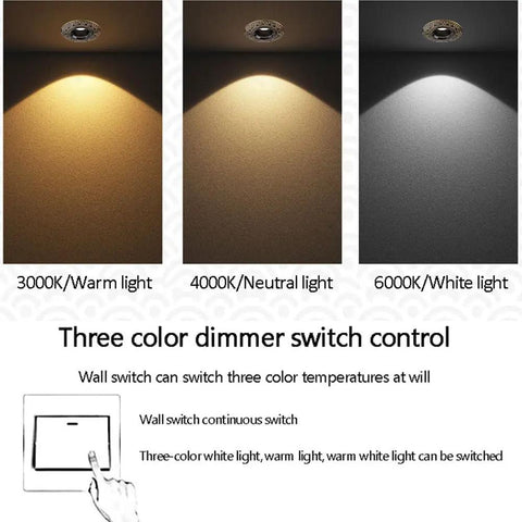 Image of UWYTGF 5 Pack Style Led Recessed Lighting displaying 3000K warm, 4000K neutral, and 6000K white light settings.