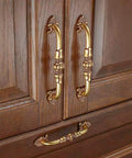 Two Pack 5 Inch Brass Cabinet Pulls Antique Floral Pattern Cupboard Handles And Drawer Pulls Solid Brass Kitchen Hardware Matte Gold Finish