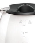 Close-up of Replacement 12 Cup Coffeemaker Carafe With Black Handle, showing 12-cup measurement lines and spout.