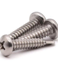 50 Pack 12 X 1 Inch Pan Head Self Drilling Screws For Metal Heavy Duty Phillips Drive Tek Screws 410 Stainless Steel Full Thread Self Tapping Fasteners close-up view