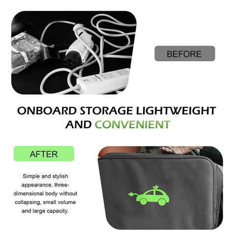 Hella Durable EV Charging Cable Storage Bag And Waterproof Auto Gear Organizer, black organizer pouch, compact design, large capacity.