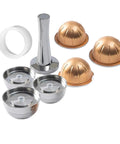 High Grade Refillable Coffee Filter Pod Compatible With Icareless And Keurig Style Brewers featuring stainless steel and brass tampers.