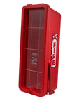 Heavy Duty Outdoor Fire Extinguisher Cabinet Hangs Tough Against Sun And Rain Lock Box Fits Twenty Pound Units Red Wall Mounted Safety Case