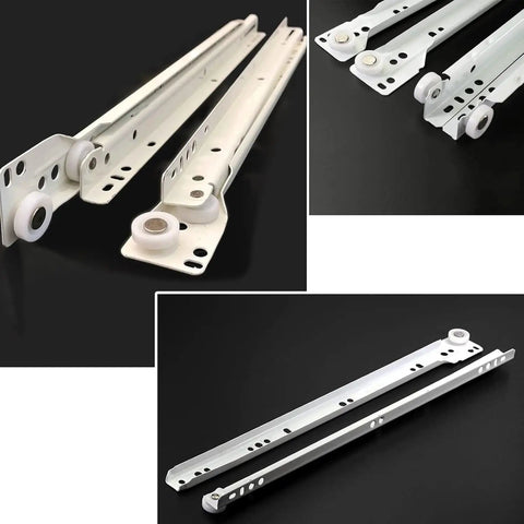 20 Inch Metal Drawer Slides Heavy Duty Drawer Runners With Screws White Bottom Fix Pull Out Rails Repair Kit Rust Resistant Smooth Quiet Operation 2 Pack, white metal slides
