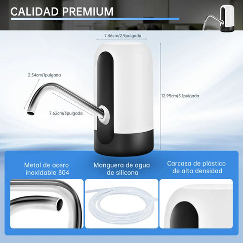 Portable Electric Water Bottle Pump Dispenser For Universal 5 Gallon Jugs BPA Free Food Grade Silicone Hose 304 Stainless Steel