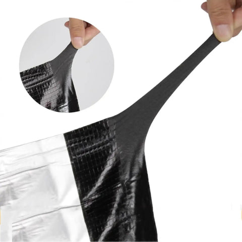 Top Shelf Heavy Duty Self Adhesive Asphalt Roofing Tape No Sweat Waterproof Underlayment Roll being pulled apart, showcasing adhesive texture.
