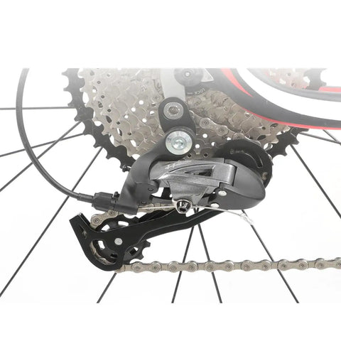 Aluminum Alloy Rear Derailleur on bike close-up for 7 8 9 speed bikes smooth shifting on MTB rides durable and stable gear performance
