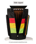 Road Warrior Djembe Drum Backpack With Waterproof Oxford Weave For 13 Inch African Percussion showing side zipper detail.