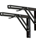 Pair Of Heavy Duty Folding Shelf Brackets, Rock-Solid No-Fuss Triangle Wall Mounted Brackets For Tools And Shelves, Space Saving Fold-Up Support, 30 X 16.3 Cm, Sturdy Steel Construction, black metal finish, side view