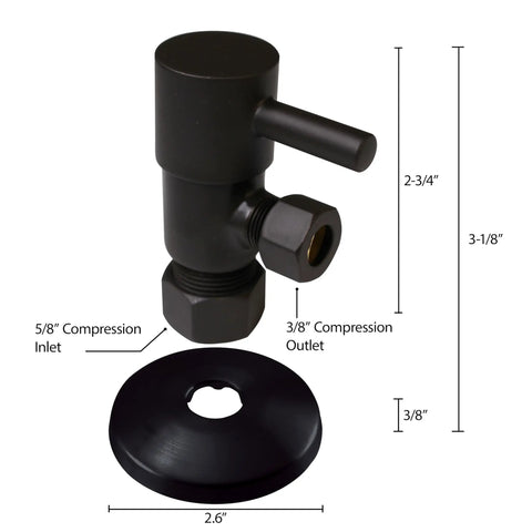 Round Lever Quarter Turn Angle Stop With Half Inch Copper Inlet And Three Eighths Inch Compression Outlet Matte Black Water Supply Valve For Faucets And Home Plumbing Projects Easy Install