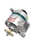 Hassle Free 12V AC DC Portable Generator With Grippy Magnetic Mount And Bright Work Light 750W Single Wheel Build close-up view of alternator unit.