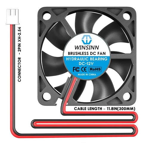 Rock Solid 50 Mm 12 V Cooling Fan 6000 Rpm Brushless Hydraulic Bearing 5 Pack Computer Case 3D Printer Auto Rig Smooth Plug And Play 30 Cm Cable No Sweat Setup
