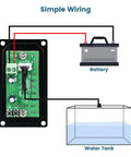 Diagram of RV Water Tank Level Monitor with LED Indicator connection to battery and water tank, showing simple wiring setup.