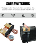 Bulletproof Horizontal Knife Blade Battery Disconnect Switch For Cars Trucks And Campers Keep Your Setup Safe With This Heavy Duty Master Power Cutoff Kill Switch Featuring Simple Round Mounts, brass alloy, durable design.