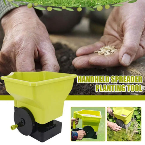 Handheld Grass Seed Spreader For Lawns And Gardens Reusable Fertilizer And Salt Broadcast Spreader Ergonomic Grip Adjustable Dial