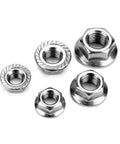 M5 Flange Nuts 30 Pack Serrated Hex Lock Nuts Stainless Steel 304 in various sizes for heavy-duty truck builds.