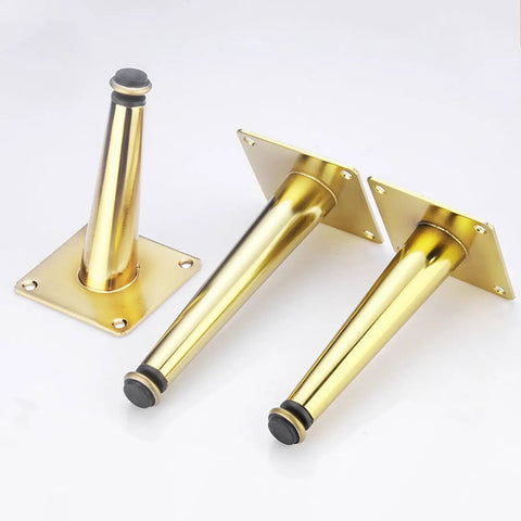 Adjustable Gold Furniture Legs For Desks, Cabinets, Beds And Couches, 12.5 Cm 5 In High, Cold Rolled Steel, Heavy Duty Kegel Feet