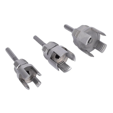 Gowenic 4 In 1 Pipe Threader Tool Kit For Electric Drill, includes 1/2 inch, 3/4 inch, 1 inch alloy steel tap dies.