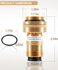 Vacuum Breaker Replacement For Outdoor Faucets And Hydrants, Brass Anti-Siphon Backflow Preventer, Model 50HA-BR, product dimensions.
