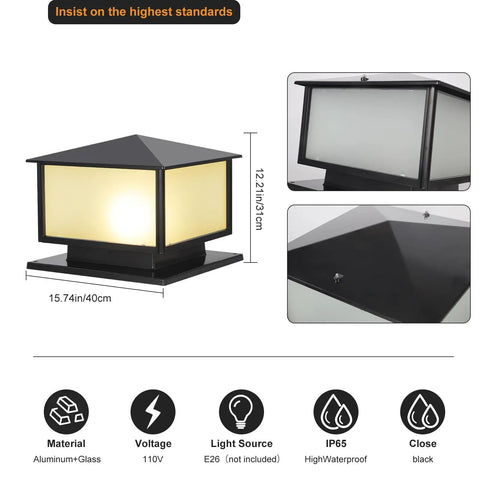 Dope Outdoor Column Lights With Mount Base For Front Yard And Garden Porch Aluminum Housing Post Lights With Tempered Glass