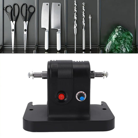 Asixxsix Mini Bench Grinder With Two Wheels And Stepless Speed Control, black electric polishing machine for knife making.