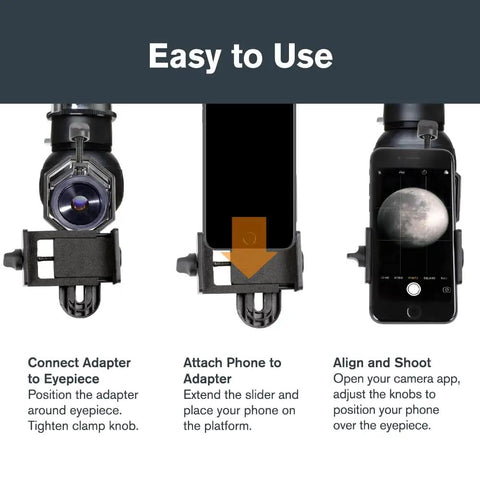 Steps to use Universal Smartphone Adapter For Telescope Binoculars And Spotting Scopes Lets You Capture High Quality Photos And Video