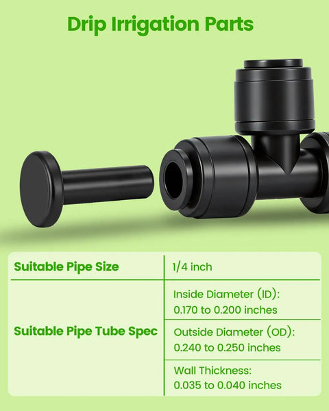60 Pack Quick Connect 1/4 Inch End Cap Fittings For Drip Irrigation Systems Sealing And Leak Proof End Caps product detail view